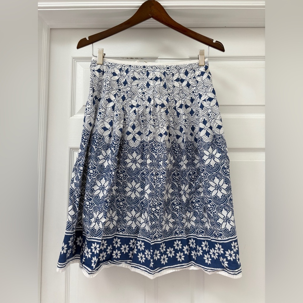 New York & Company Navy and White Floral Midi Skirt